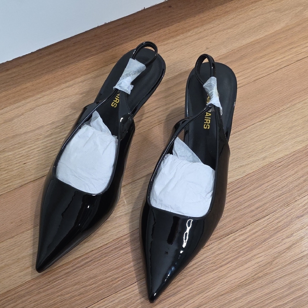 Dream Pairs Glossy Black Slingback Heels